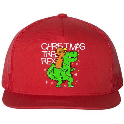 Christmas Tree Rex TRex Gingerbread Man Funny Flatbill Hat