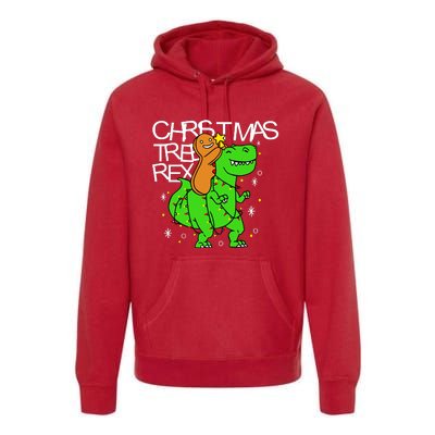 Christmas Tree Rex TRex Gingerbread Man Funny Premium Hoodie