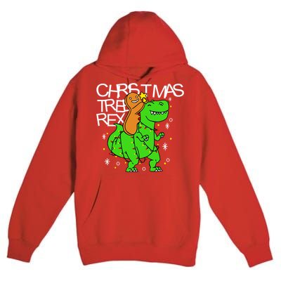 Christmas Tree Rex TRex Gingerbread Man Funny Premium Pullover Hoodie