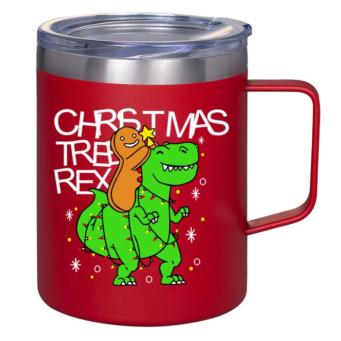 Christmas Tree Rex TRex Gingerbread Man Funny 12oz Stainless Steel Coffee Mug