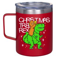 Christmas Tree Rex TRex Gingerbread Man Funny 12oz Stainless Steel Coffee Mug