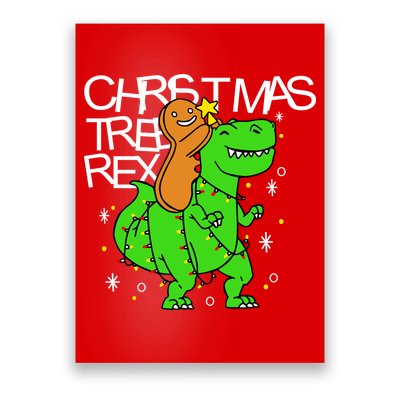 Christmas Tree Rex TRex Gingerbread Man Funny Poster