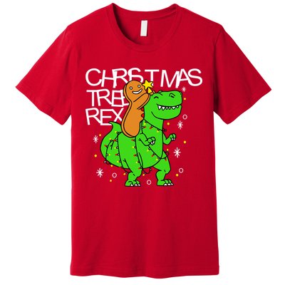 Christmas Tree Rex TRex Gingerbread Man Funny Premium T-Shirt