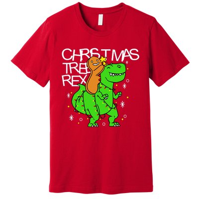 Christmas Tree Rex TRex Gingerbread Man Funny Premium T-Shirt