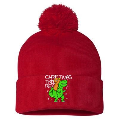 Christmas Tree Rex TRex Gingerbread Man Funny Pom Pom 12in Knit Beanie