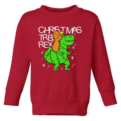 Christmas Tree Rex TRex Gingerbread Man Funny Toddler Sweatshirt