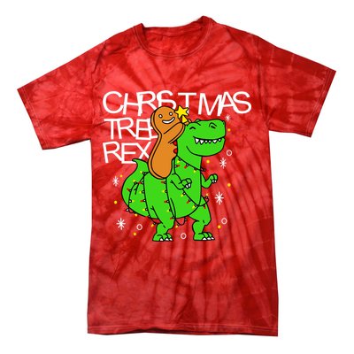 Christmas Tree Rex TRex Gingerbread Man Funny Tie-Dye T-Shirt