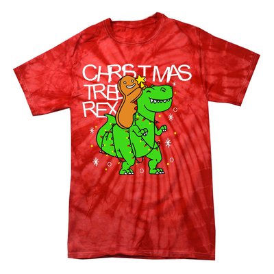 Christmas Tree Rex TRex Gingerbread Man Funny Tie-Dye T-Shirt