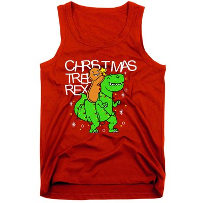 Christmas Tree Rex TRex Gingerbread Man Funny Tank Top