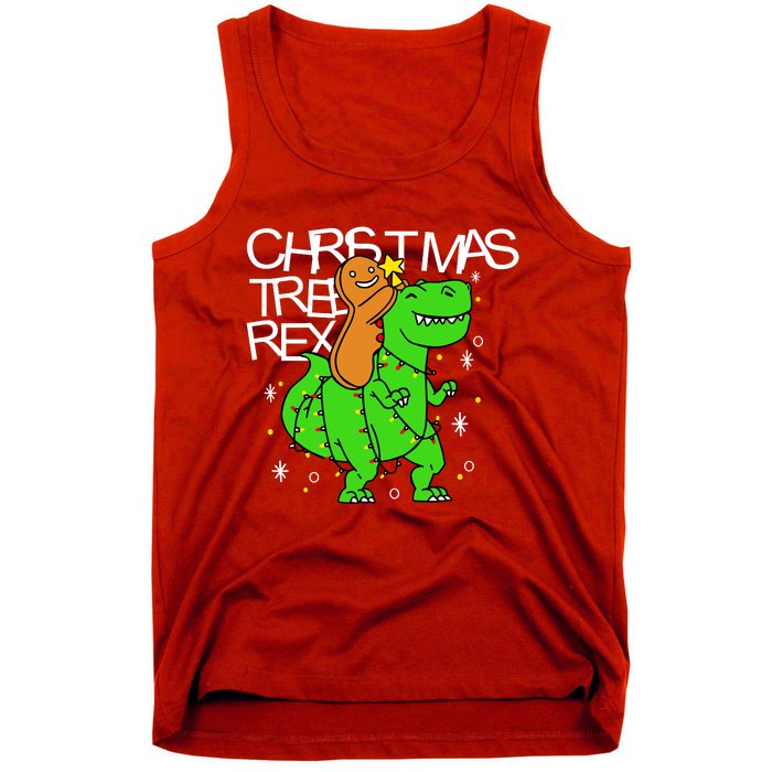 Christmas Tree Rex TRex Gingerbread Man Funny Tank Top