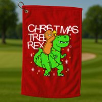 Christmas Tree Rex TRex Gingerbread Man Funny Golf Towel
