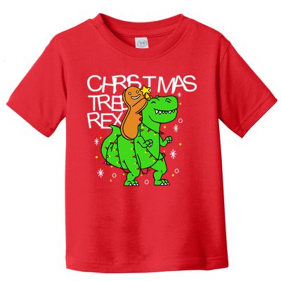 Christmas Tree Rex TRex Gingerbread Man Funny Toddler T-Shirt