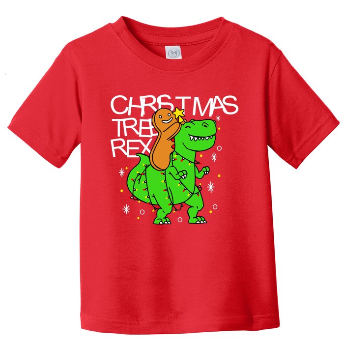 Christmas Tree Rex TRex Gingerbread Man Funny Toddler T-Shirt