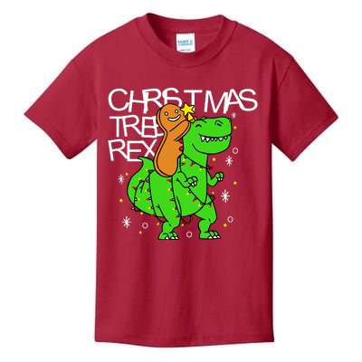 Christmas Tree Rex TRex Gingerbread Man Funny Kids T-Shirt