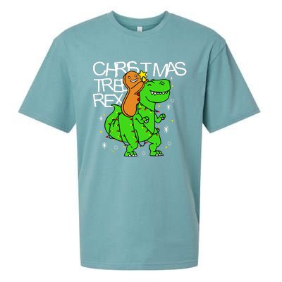 Christmas Tree Rex TRex Gingerbread Man Funny Sueded Cloud Jersey T-Shirt