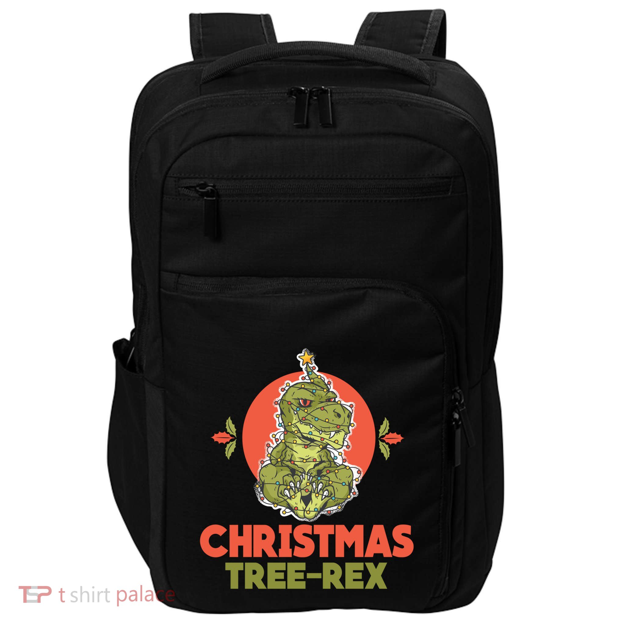 Christmas Tree Rex Merry Christmas Funny Xmas Trex Funny Gift Impact Tech Backpack
