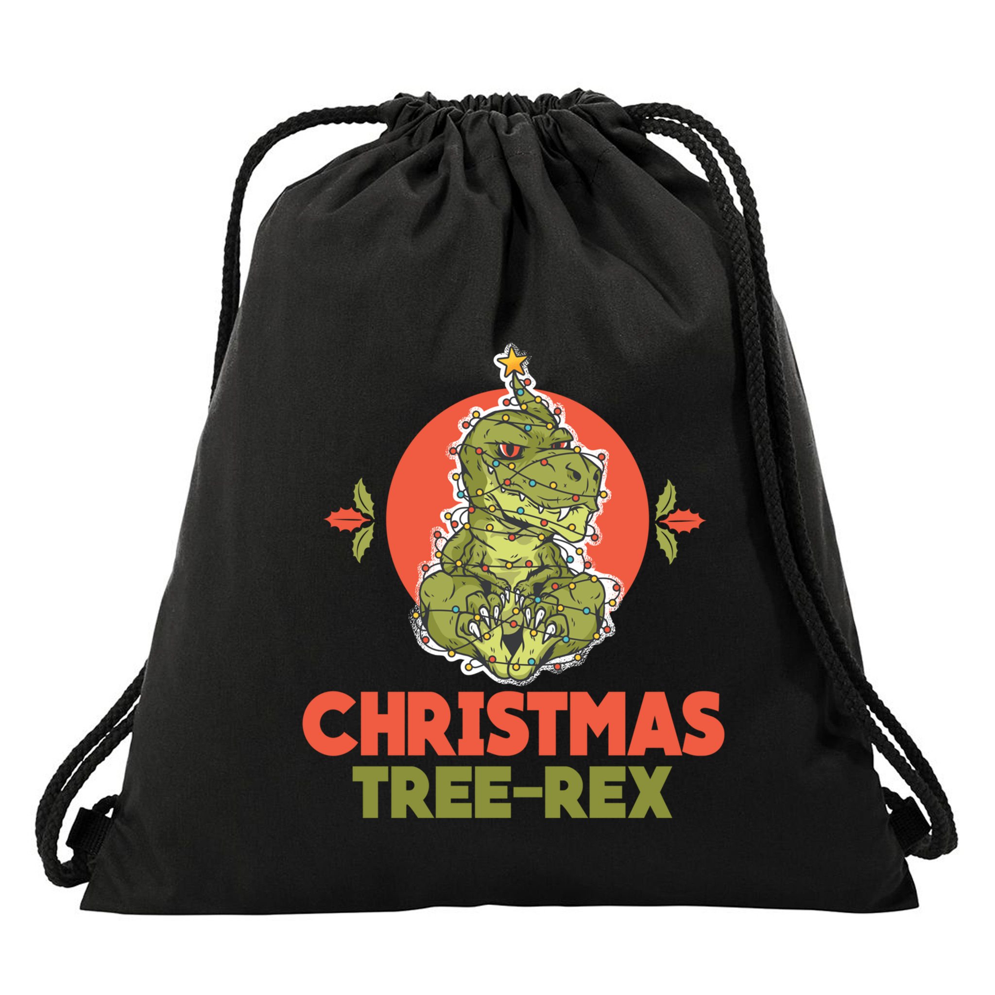 Christmas Tree Rex Merry Christmas Funny Xmas Trex Funny Gift Drawstring Bag