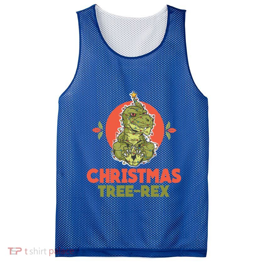 Christmas Tree Rex Merry Christmas Funny Xmas Trex Funny Gift Mesh Reversible Basketball Jersey Tank