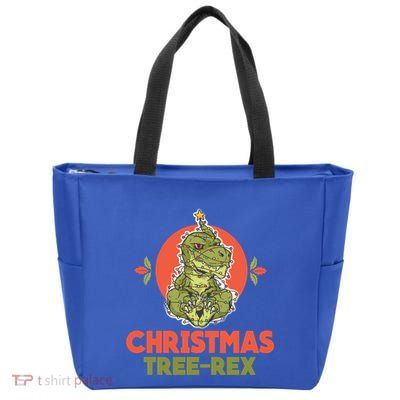 Christmas Tree Rex Merry Christmas Funny Xmas Trex Funny Gift Zip Tote Bag