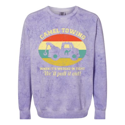 Camel Towing Retro Adult Humor Saying Funny Halloween Gift Colorblast Crewneck Sweatshirt