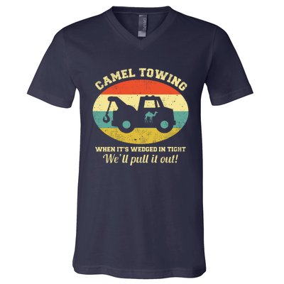 Camel Towing Retro Adult Humor Saying Funny Halloween Gift V-Neck T-Shirt