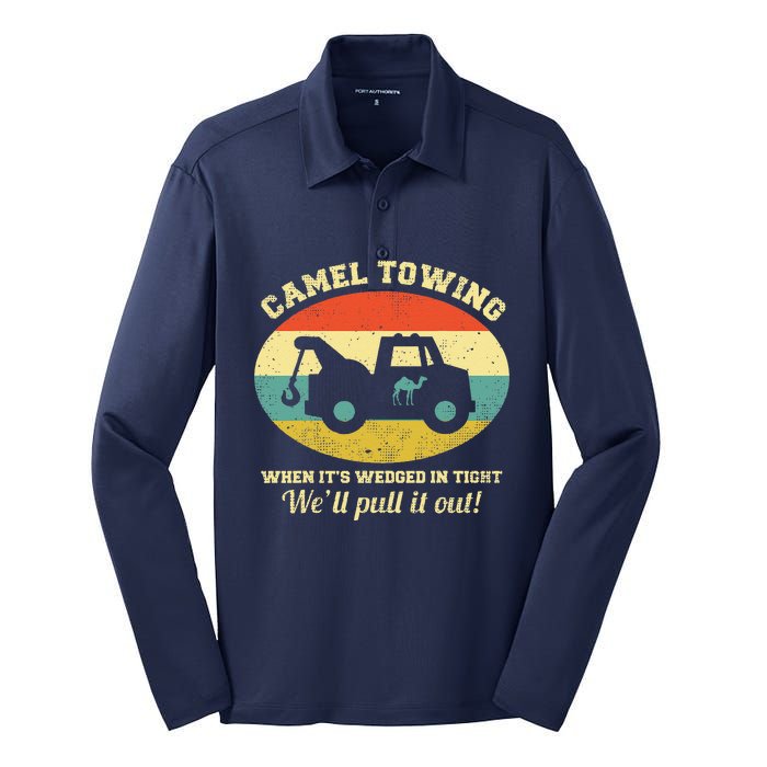 Camel Towing Retro Adult Humor Saying Funny Halloween Gift Silk Touch Performance Long Sleeve Polo