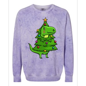 Cute Tree Rex Gift Funny Dinosaur Christmas Gift Top Colorblast Crewneck Sweatshirt