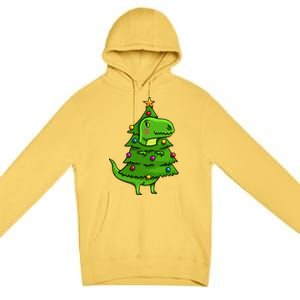 Cute Tree Rex Gift Funny Dinosaur Christmas Gift Top Premium Pullover Hoodie