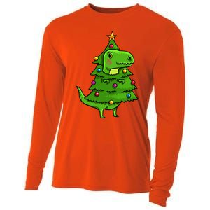 Cute Tree Rex Gift Funny Dinosaur Christmas Gift Top Cooling Performance Long Sleeve Crew