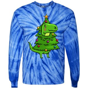 Cute Tree Rex Gift Funny Dinosaur Christmas Gift Top Tie-Dye Long Sleeve Shirt