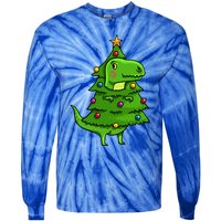 Cute Tree Rex Gift Funny Dinosaur Christmas Gift Top Tie-Dye Long Sleeve Shirt