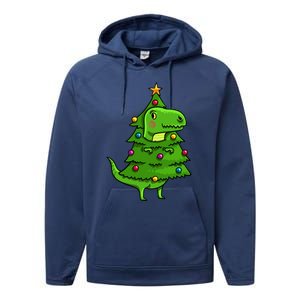 Cute Tree Rex Gift Funny Dinosaur Christmas Gift Top Performance Fleece Hoodie