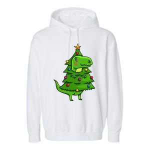 Cute Tree Rex Gift Funny Dinosaur Christmas Gift Top Garment-Dyed Fleece Hoodie