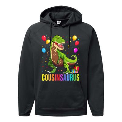 Cousinsaurus T Rex Dinosaur Cousin Saurus Family Performance Fleece Hoodie