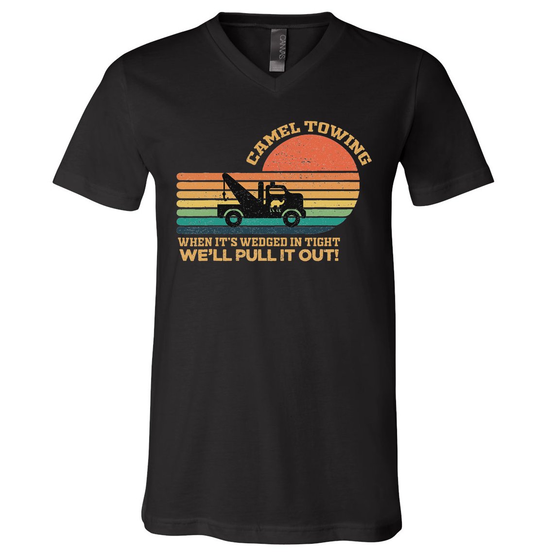 Camel Towing Retro Adult Humor Saying Funny Halloween V-Neck T-Shirt