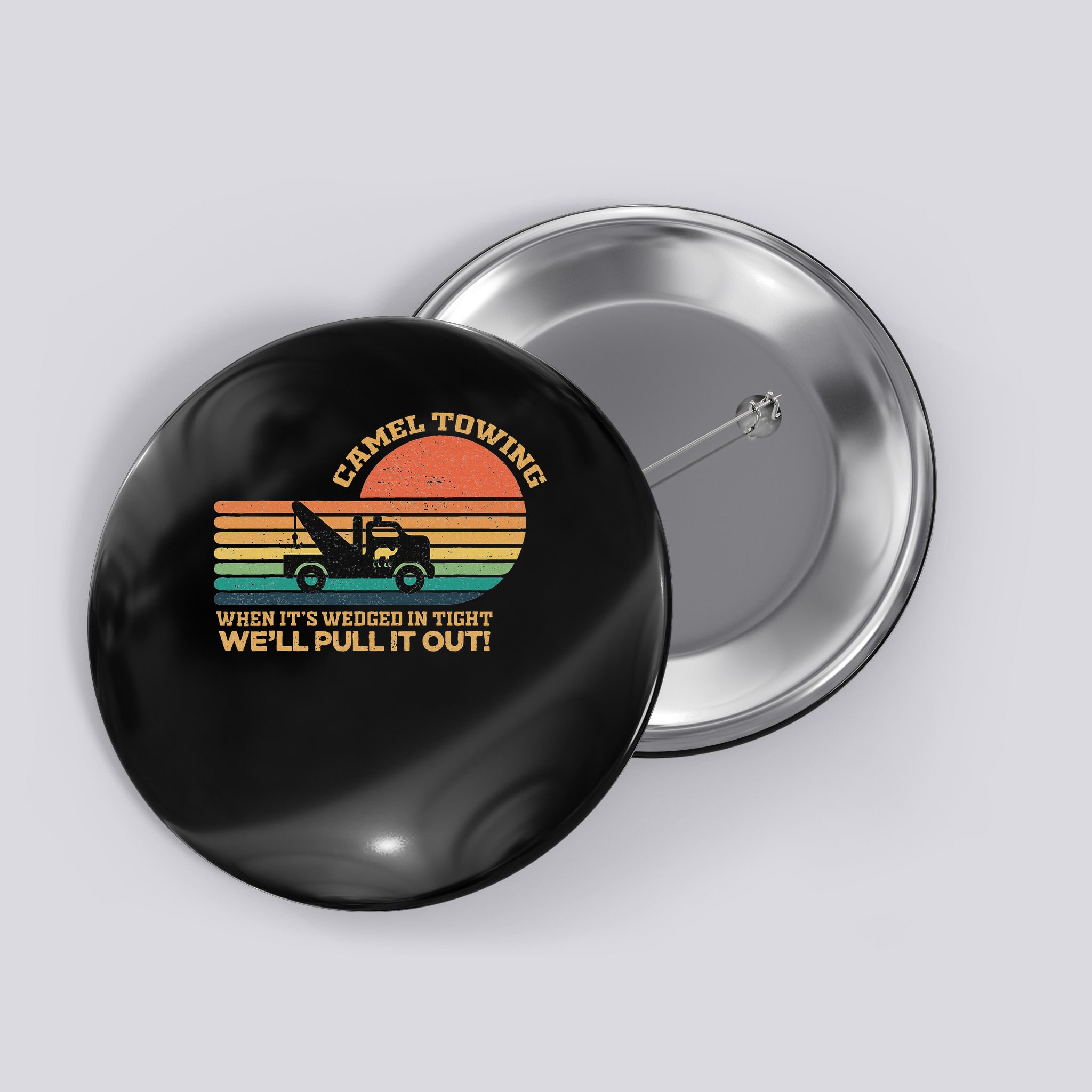 Camel Towing Retro Adult Humor Saying Funny Halloween Button