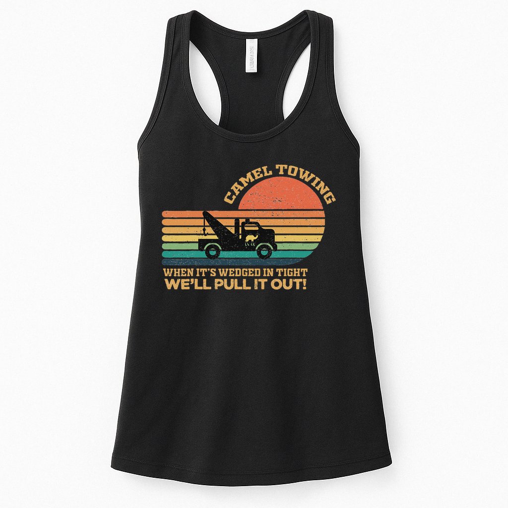Camel Towing Retro Adult Humor Saying Funny Halloween Womens Tank Top