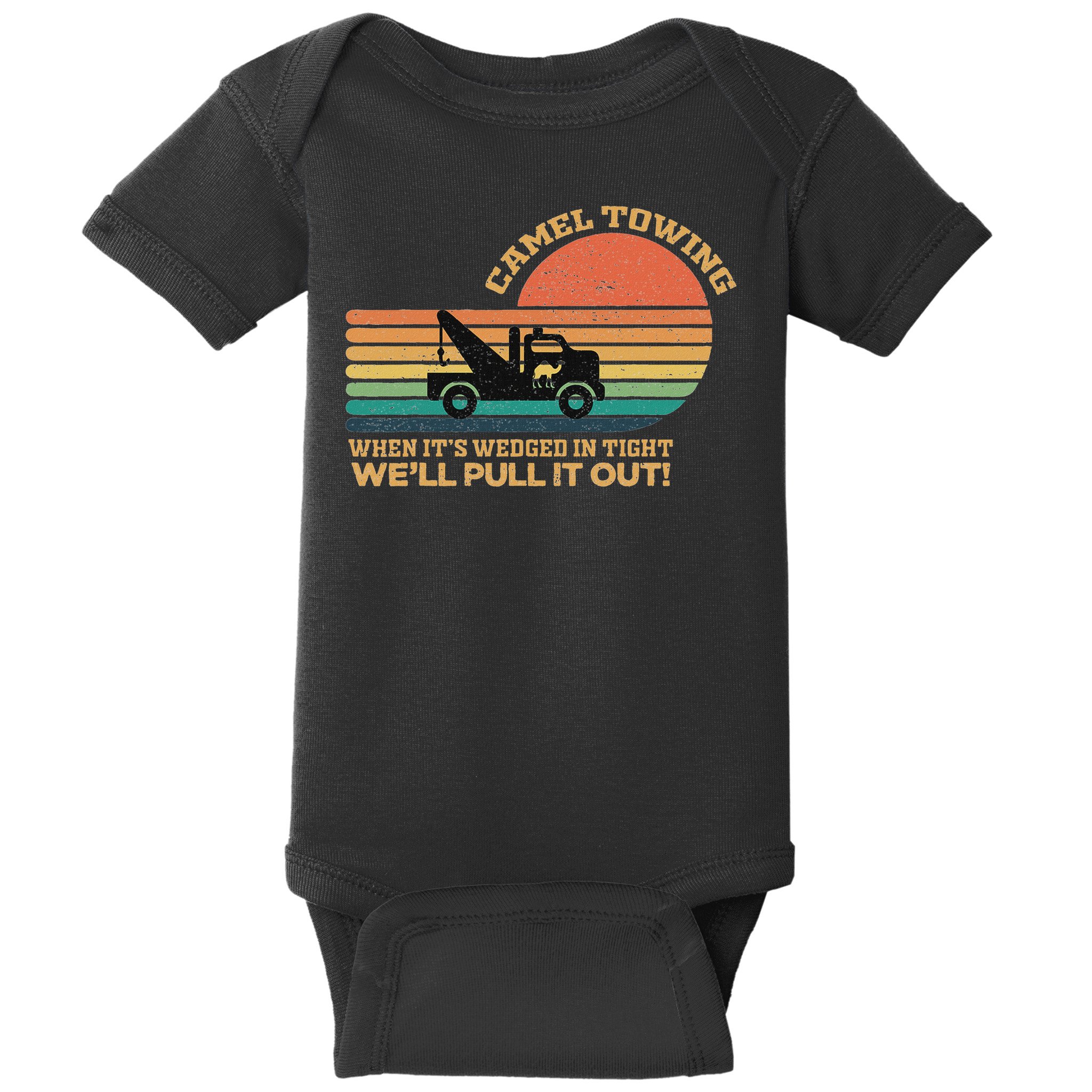 Camel Towing Retro Adult Humor Saying Funny Halloween Baby Bodysuit