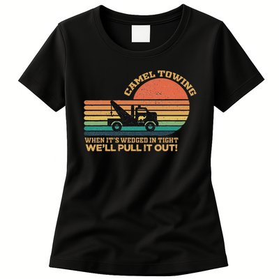 Camel Towing Retro Adult Humor Saying Funny Halloween Womens T-Shirt