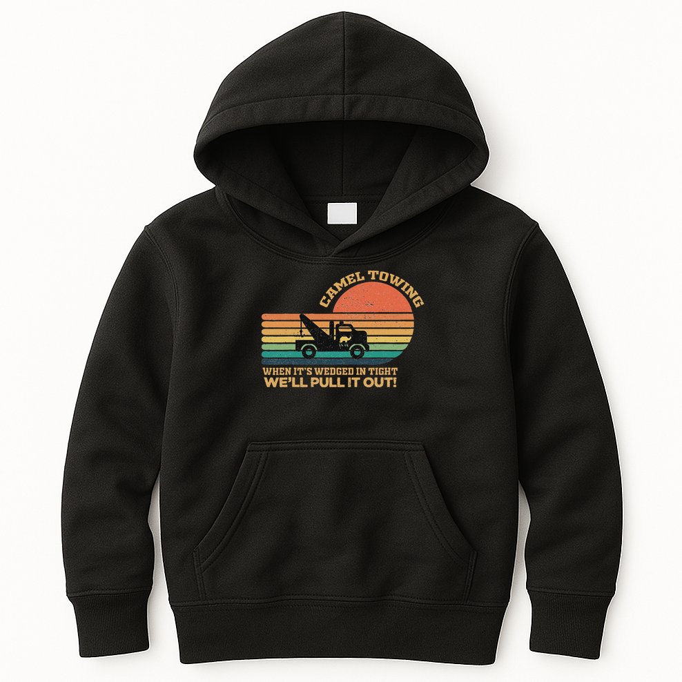 Camel Towing Retro Adult Humor Saying Funny Halloween Kids Hoodie