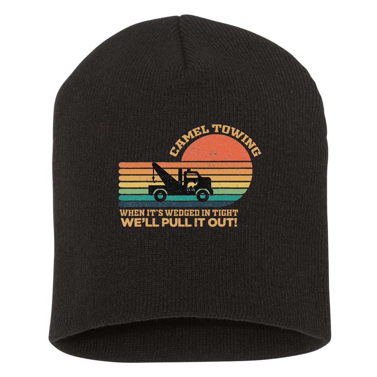 Camel Towing Retro Adult Humor Saying Funny Halloween Short Acrylic Beanie
