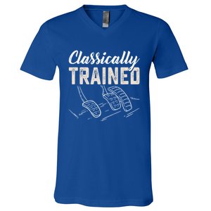 Classically Trained Retro Racing Three Pedals Ual Car Guy Cute Gift V-Neck T-Shirt