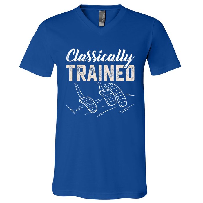 Classically Trained Retro Racing Three Pedals Ual Car Guy Cute Gift V-Neck T-Shirt