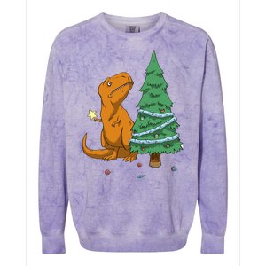 Cute T Rex Christmas Tree Colorblast Crewneck Sweatshirt