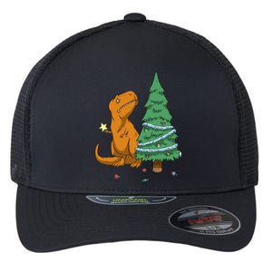 Cute T Rex Christmas Tree Flexfit Unipanel Trucker Cap