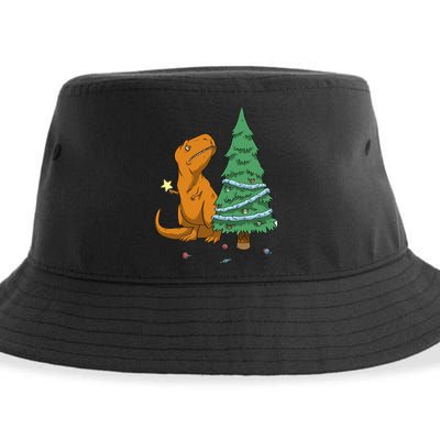 Cute T Rex Christmas Tree Sustainable Bucket Hat