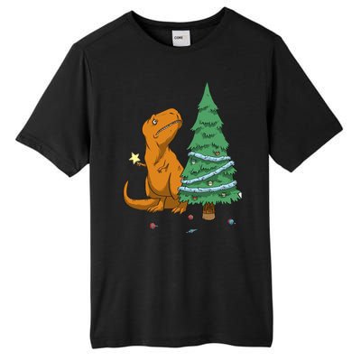 Cute T Rex Christmas Tree Tall Fusion ChromaSoft Performance T-Shirt