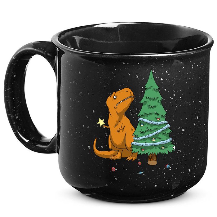 Cute T Rex Christmas Tree 15oz Campfire Ceramic Mug