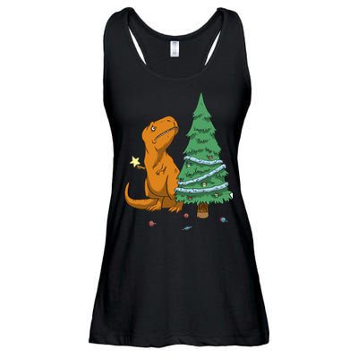 Cute T Rex Christmas Tree Ladies Essential Flowy Tank