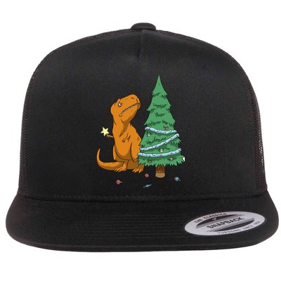 Cute T Rex Christmas Tree Flatbill Hat